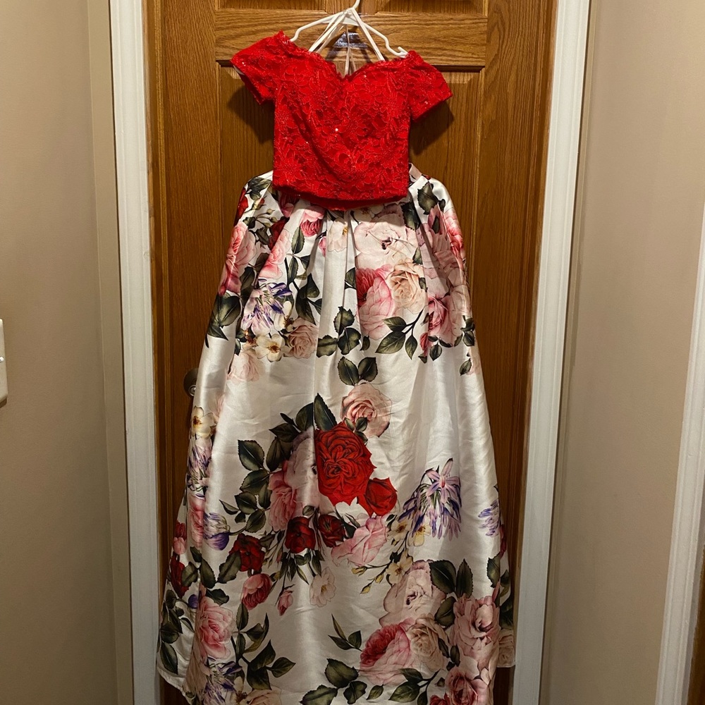 Prom Floral Two Piece Dress